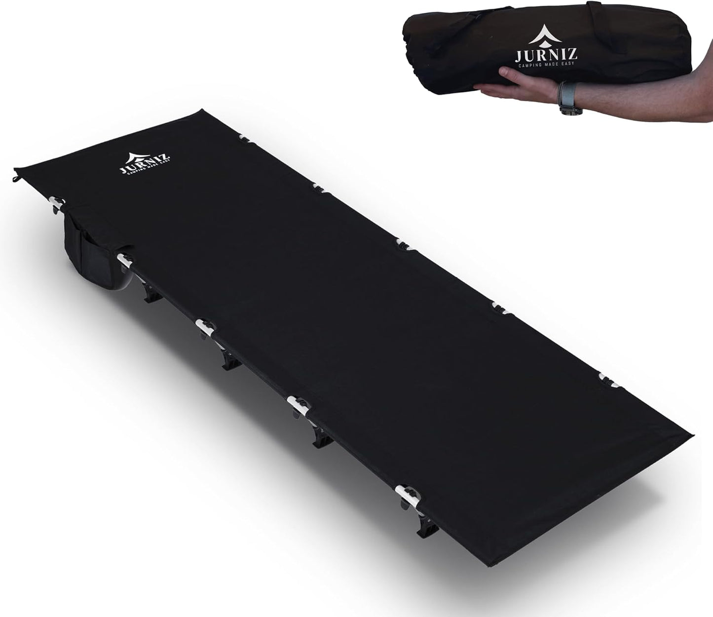 JURNIZ Ultralight Camping Cot for Adults and Kids; Supports up to 330lbs; 4.85lbs Ultralightweight Portable Camping Bed for Hiking, Camping and Backpacking with Carry Bag